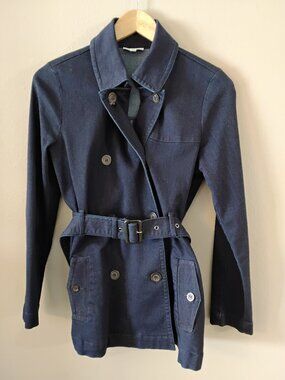 Madison Jules Cotton Double-Breasted Jean Trench Coat, Small